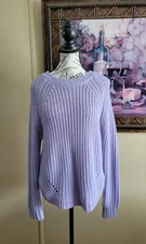 SO Womens Medium Purple Blue Pink Blend Long Sleeve Pullover Knit Sweater 