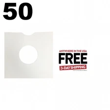 50 Paper Record Sq Corners With Hole 10" Vinyl Records Inner Sleeves **1-3 DAYS