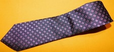 BESPOKE NEW YORK BROWN/PURPLE SQUARE MOTIF POLYESTER TIE - NWOT - DESIGNER TIES.