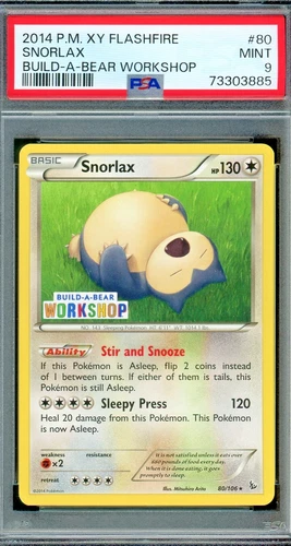 2014 Pokémon XY Flashfire Snorlax Build-A-Bear Workshop #80 PSA 9