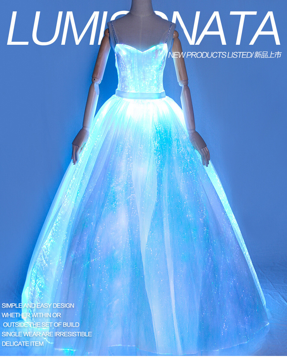 LED Smart Color-changing Luminous Wedding Dress Light Sleeveless Dresses  Prop