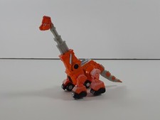 2015 Mattel Dinotrux Skya Diecast Metal Truck Dinosaur 4" Crane Orange Long Neck