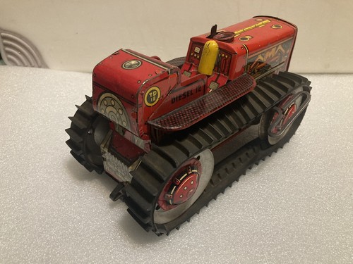 VINTAGE MARX WIND UP TIN TOY PAINTED FARM DIESEL12 TRACTOR WITH TREAD TD18 - Picture 8 of 21