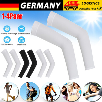 1-4 Paar Ärmlinge UV Schutz Sonnenschutz Armschoner Sportschutz Kompression DHL