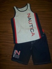 Boys NAUTICA 2-Pc Shirt  Shorts Outfit Size 5 New NWT MSRP 59.50 - Red  Navy