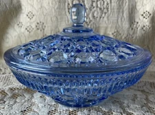 Windsor Aegean Blue Candy Dish With Lid 7.5”x5”