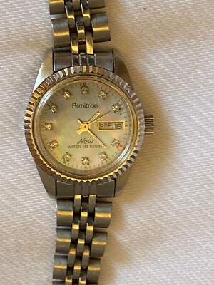 Armitron Women's Watch Gold and Silver Tone Mother of Pearl Dial