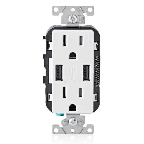 Leviton Decora 20 Amp 125-Volt Combination Duplex Outlet and USB Outlet 2 pack