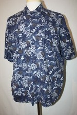 Vtg Triumph of California Blue Rayon Tropical Aloha Short Sleeve Shirt Sz XL USA