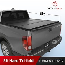 5ft Hard Tri-fold Tonneau Cover For 2017-25 Honda Ridgeline Truck Bed Waterproof