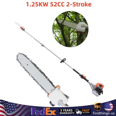 1.25KW 52CC 2-Stroke Trees Chainsaw Pruner Gas Powered Pole Saw Branches Trimmer