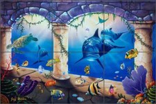 Undersea Tile Backsplash Wilkie Ceramic Dolphin Sea Life Art Mural POV-JWA041