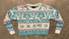 NWT Women's Reindeer Christmas Crop Sweater By 33 Degrees Medium Soft Fuzzy