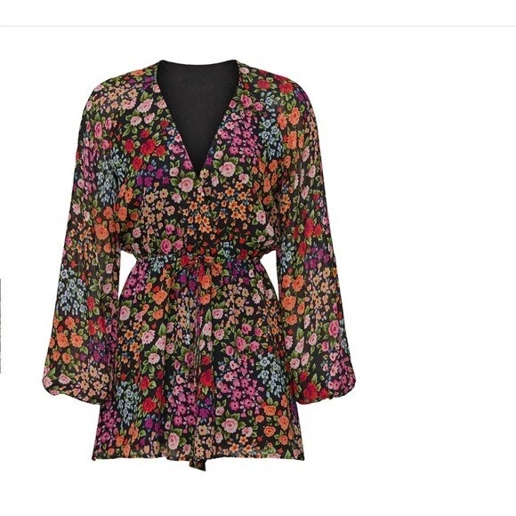 Yumi Kim Mameluco Grande Kingston Jardín Floral Mono Manga Larga Cuello en V DEFECTUOSO Foto 3 de 4