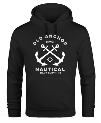 Hoodie Herren gekreuzte Anker Old Anchor Nautical Kapuzen-Pullover Männer