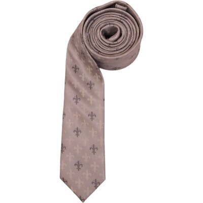 TUCCI Mens Slim Tie 2.25 Silver Gray Silk Fleur Di Lis LONG Skinny Necktie ITALY