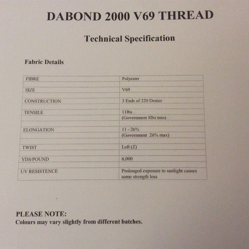 Bonded Polyester Thread Heavy Duty UV Resistant, V69/V92/V138 Gazebos, tents - Picture 4 of 49