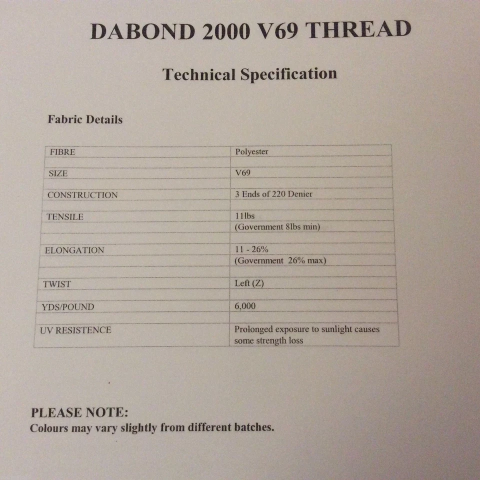 Bonded Polyester Thread  Heavy Duty UV Resistant, V69/V92/V138 Gazebos, tents - Image 4 of 4