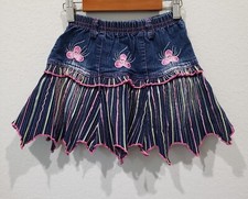 Embroidered Little Girls Jeans Skirt, 10 Fits Size 5/6 