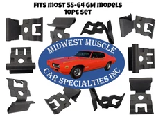 58-64 GM NOSR Impala Front Windshield Rear Window Trim Molding Clips 10pcs EI