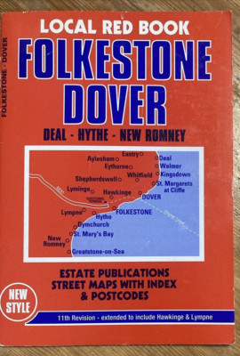 1998 LOCAL RED MAP BOOK FOLKESTONE DOVER DEAL HYTHE NEW ROMNEY 11th REVISION