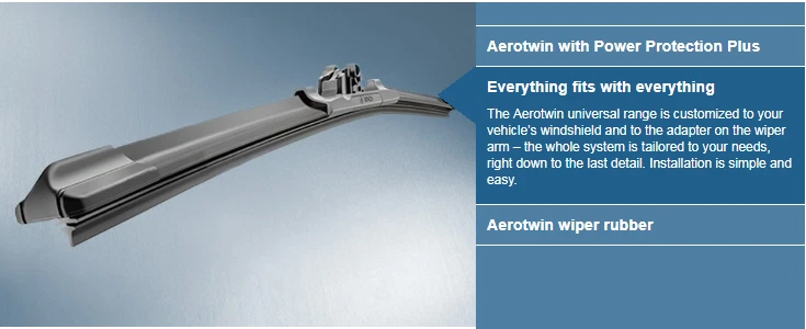 Saab 9-3 Front Wiper Blade Blades Set Windscreen 2008 to 2012 BOSCH AEROTWIN - Image 3 of 4