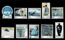 Japan 2020 World of Art Series #1 84Y Complete Used Set Sc# 4383 a-j
