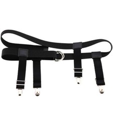Unisex Elastic Waist Belt with Garter Suspender Clip Stocking Pants Holder Strap