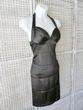 WOW! Sexy Windsor Nasty Gal Stretch Black Satin Padded Bra Cocktail Mini Dress~S