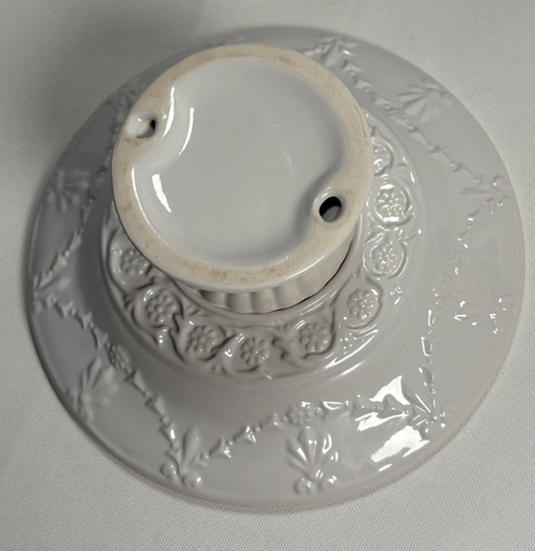 Embossed White 8" Ceramic Pedestal Cake Cupcake Dessert Candy Fruit Stand 4" H - Picture 7 of 13