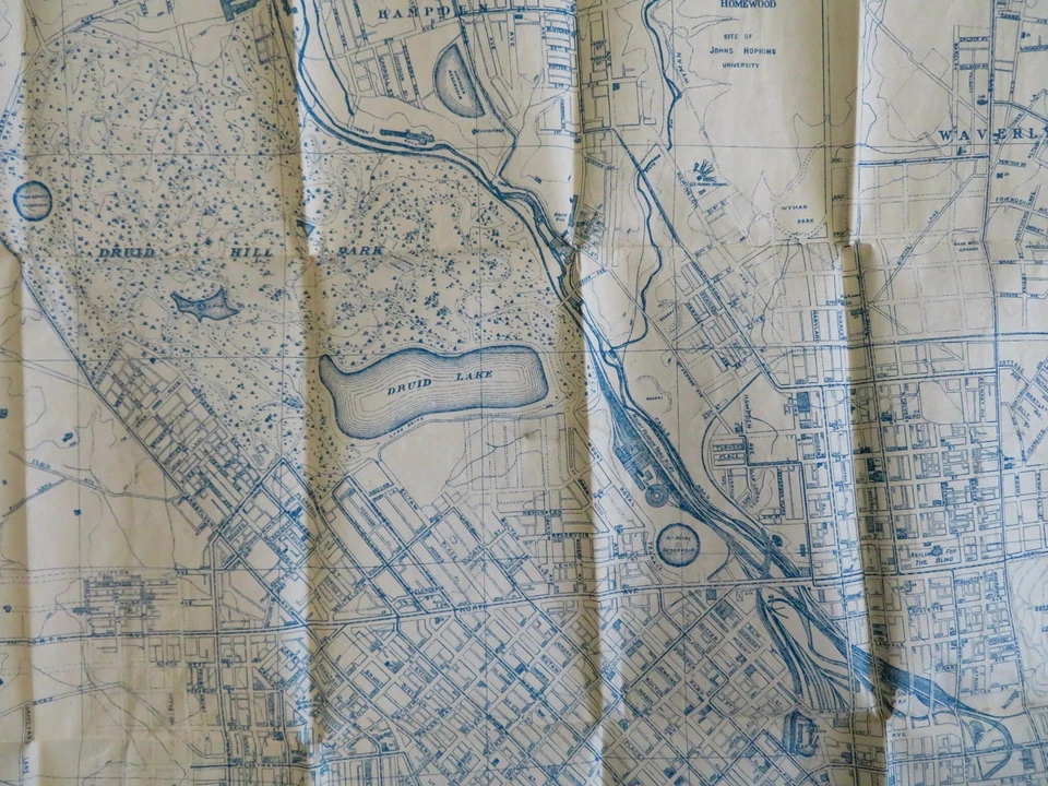 Baltimore Maryland detailed city plan Patapsco River 1900 Flamm rare pocket map - Image 3 of 4