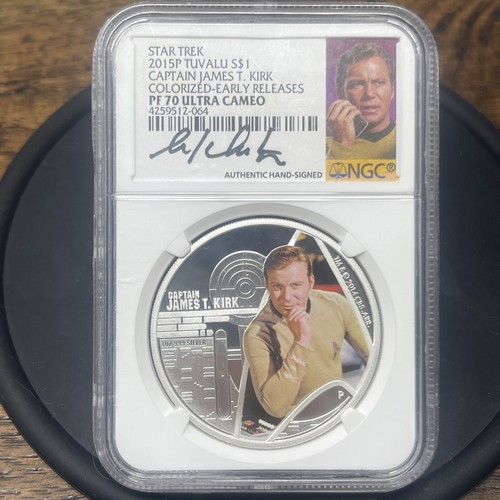 2015P Star Trek Silver 2 Coin Set Signed By William Shatner NGC PF70 UCAM E-REL - Picture 5 of 6