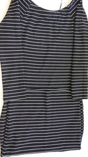 Zara/Trafaluc Fall Winter Collection Size S Black w/White Stripe L 40" LS Dress