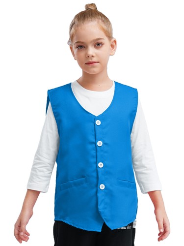 Unisex Kid Volunteer Activity Vest Button Up Waistcoat Uniform Sleeveless Jacket - Picture 69 of 119