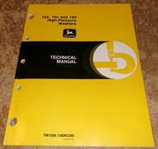 1989 john deere 122/125/140 high pressure washers tech manual new