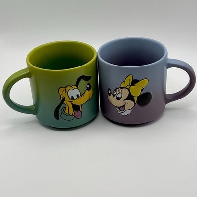 Disney Minnie Daisy Duck Pluto Goofy Embossed Mug Set 2 Double Sided Raised