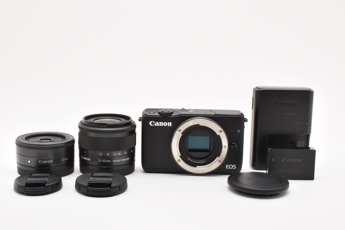 CANON EOS M10 Black 18MP + EF-M 15-45mm + 22mm W Lens [Near Mint