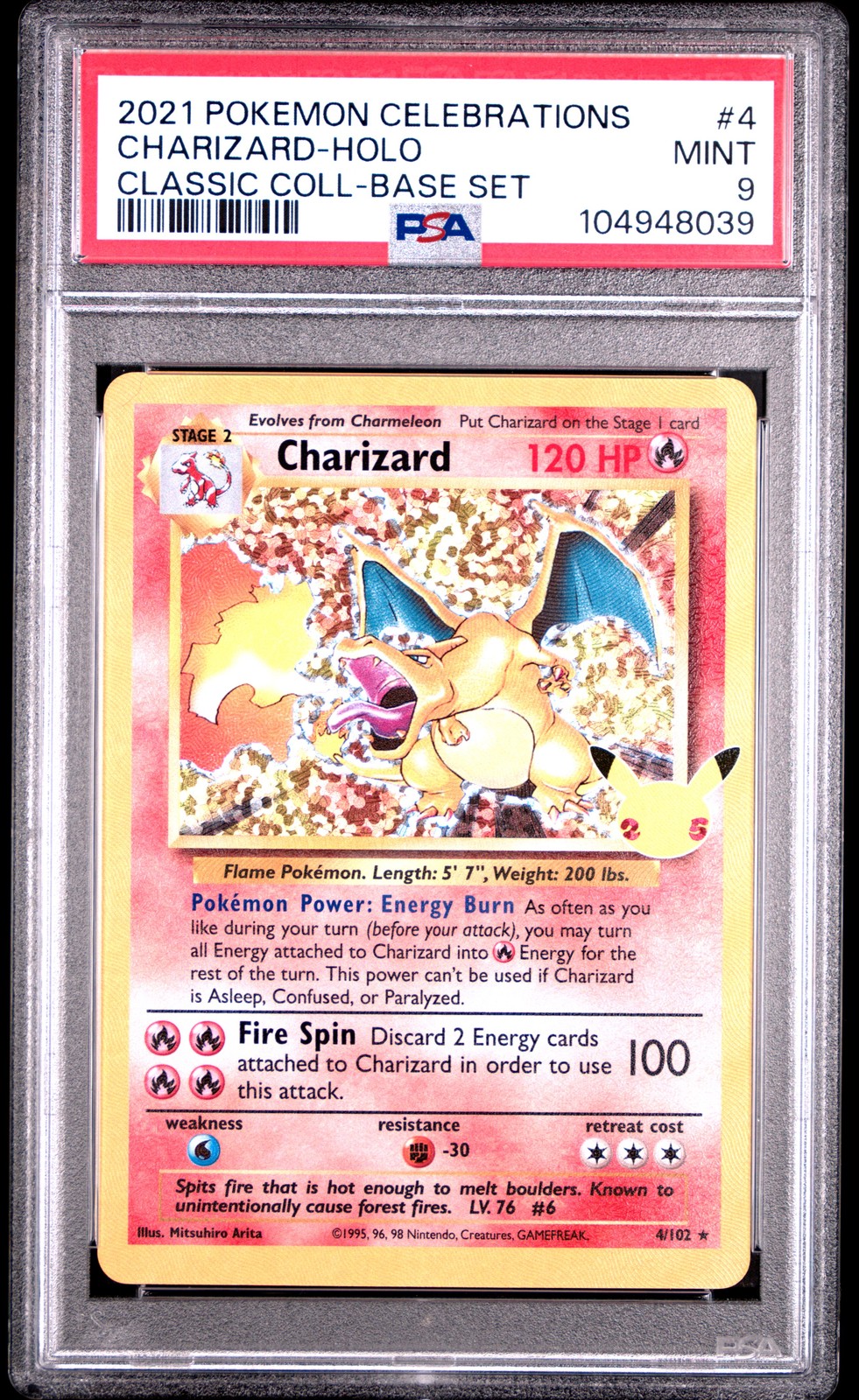 Charizard-Holo Pokemon Celebrations Classic Collection 4 NM PSA 9