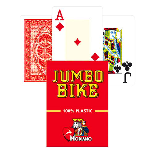 Modiano 300546 – Jeu De Cartes Poker Jumbo En PVC Rouge, 100% Plastique Made In Italy