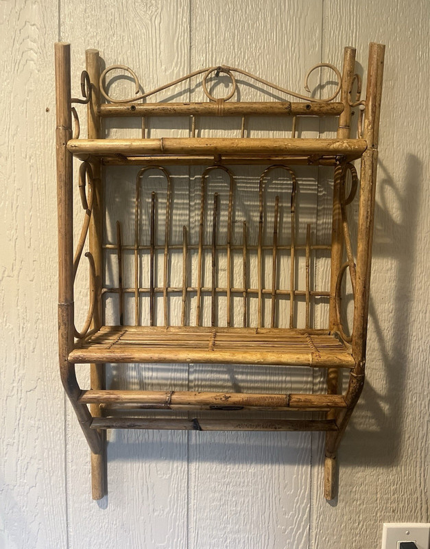 Vintage MCM Bamboo Ratan Wall Shelf BentWood