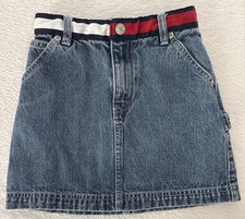 Tommy Hilfiger Denim Carpenter Jean Skirt Girls Sz 5T Colorblock Waistband Y2K