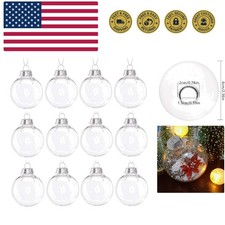 12PCS Clear Plastic Acrylic Fillable Ball Ornament Set, 2.36" DIY Christmas B...