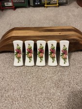 Set of 5 Vintage 1990s Fine Sense “Country Rose” Ceramic Chopstick / Knife Rests