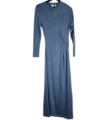 Dress T Shirt Jersey Size L Powder Blue Fitted Pleated Long Sleeve Primark Edit