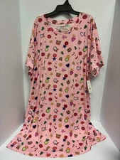 JOYSPUN Pink & Multi XMAS Cookie Short Sleeve Sleepshirt. Size 2X/3X.