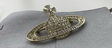 Beautiful Womens Crystal Gem Diamante Gold Large Bas Orb Relief Brooch