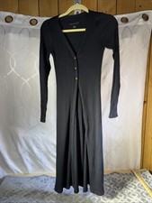 American Eagle Long Slv Ribbed Sweater Maxi Dress in Black Size S