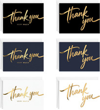 48 Pack Gold Foil Thank You Cards Bulk with Envelopes and Stickers, 3.5 x 5 I...
