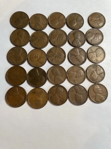 1/2 Roll 1927 S Lincoln Wheat Cents Penny Good or Better Condition 25 Coins