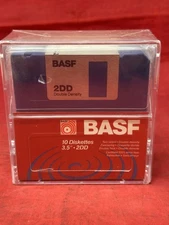 BASF 2DD 3.5" Two Sided Double Density Floppy Disk 10 Pack - Factory Sealed